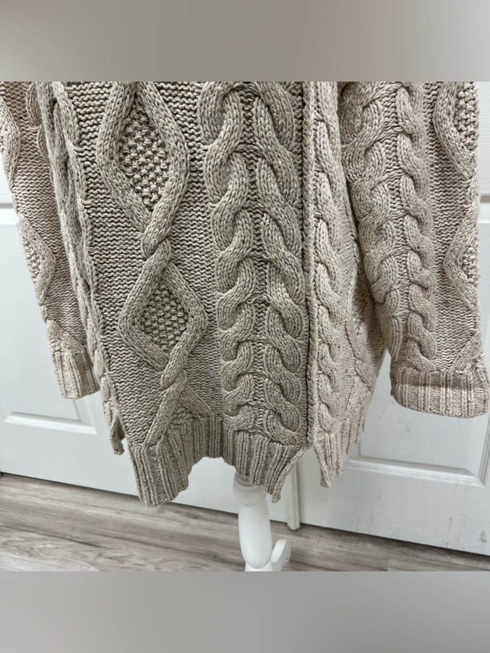 Free People Living the Dream Tunic Oversized Sweater in Oatmeal Combo Size M - Picture 8 of 14